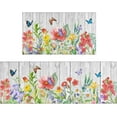 thumbnail image 1 of Spring Kitchen Rugs Set of 2,Anti-Slip Washable Kitchen Mats，Wood Grain Floral Kitchen mat, Seasonal Holiday Decorations for Home Kitchen，17x30+17x47 Inch, 1 of 6