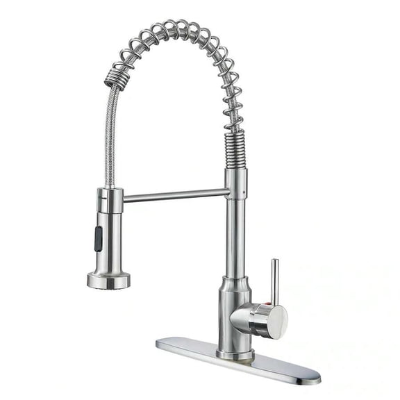 Spring Kitchen Sink Faucet Solid Brass Single Handle Pull Down Sprayer Mixer Tap