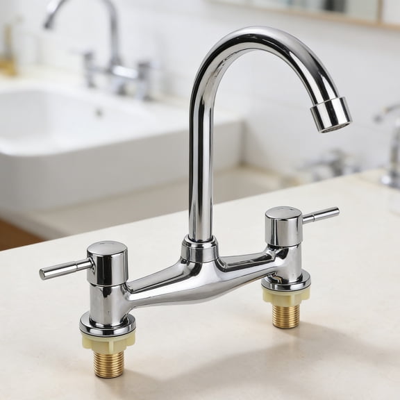Spring Kitchen Sink Tap Double Handle Hot And Cold Water Mixer Tap Degree Swivel Deck Mounted Bathroom Kitchen Faucets