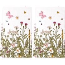 Spring Kitchen Towels, 18x26 Inch Wildflower Floral Dish Towels Seasonal Summer Holiday Decoration Hand Towels Set of 2