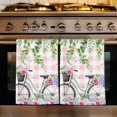 thumbnail image 1 of Spring Kitchen Towels Set of 3, Bicycles Leaves Butterfly Flowers Pink Buffalo Plaid Absorbent Dish Towels for Kitchen, Microfiber Hand Towel, Quick Drying Tea Towel for Cleaning Dishcloths, 1 of 7