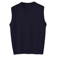 thumbnail image 1 of Spring Knit Sleeveless Sweater Vest for Women Solid Color Round Neck Layering Top Autumn Casual Wear Crew Neck Navy XL, 1 of 4