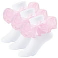 thumbnail image 1 of Spring Lace Cute Floral Socks for Kids Pink & Sweet School Big Girls Ruffled Comfy Ruffle 3 Pairs S, 1 of 5