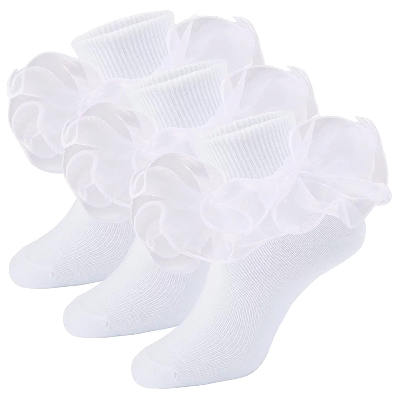 Spring Lace Cute Floral Socks for Kids White & Sweet School Big Girls ...