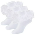 thumbnail image 1 of Spring Lace Cute Floral Socks for Kids White & Sweet School Big Girls Ruffled Comfy Ruffle 3 Pairs L, 1 of 5
