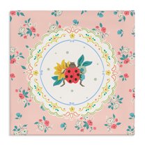 Spring Lady Bug Lace Pattern Canvas Wall Art, design by Angela Steahling