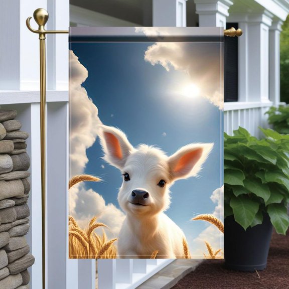 Spring Lamb Garden Flag 12x18 Inch Double Sided Outdoor Cute Baby Sheep Farm SkyWheat Field Yard Banner for Easter Springtime Country Porch Lawn Decoration Decor