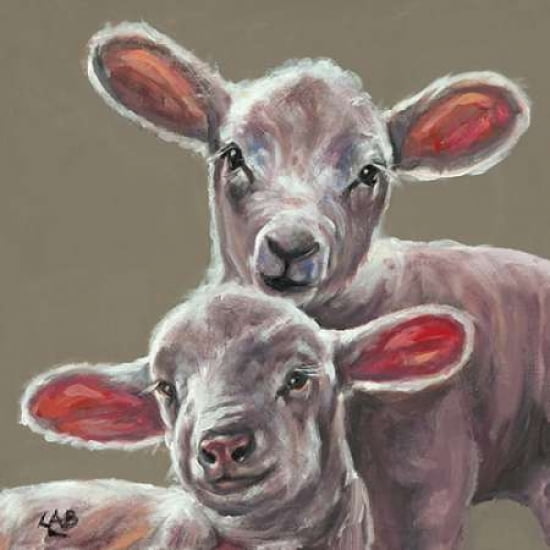Spring Lambs Canvas Art - Louise Brown (24 x 24)