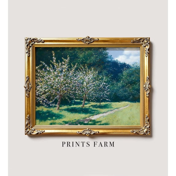 Spring Landscape Blossoms Tree Wall Art Print With Farmhouse Decor ...