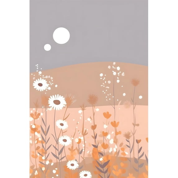 Spring Landscape Canvas Poster - Hand-painted Flower Bush - Vintage Canvas Wall Art - Modern Contemporary Scenery Artwork Aesthetics - for Wall Decor Living Room Decor (Unframed,12x18inch)
