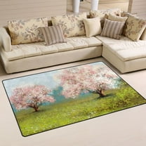 Spring Landscape with Pink Tree Area Floor Mats Non-Slip Rugs Soft Doormat 31 x 20 inch Carpet for Living Dining Room Bedroom Decorative