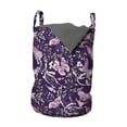 thumbnail image 1 of Spring Laundry Bag, Nature Themed Image with Abstract Butterflies and Floral Branches, Hamper Basket with Handles Drawstring Closure for Laundromats, 13" x 19", Dark Purple Multicolor, by Ambesonne, 1 of 4