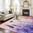thumbnail image 1 of Spring Lavender Area Rug 5x8 FT, Non Slip Bedroom Throw Carpet, Butterfly Purple Farmhouse Floral Leaf Washable Soft Floor Carpet Non-Shedding Rug for Living Room Nursery Dorm Office, 1 of 9