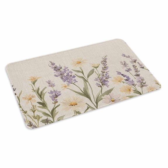 Spring Lavender Doormat Outdoor Entrance 16"x24", Farmhouse Floral Vintage Absorb Moisture Dirt Door Mats, Non-Slip Rubber Backing Floor Mats Indoor, Low-Profile Front Door Rugs