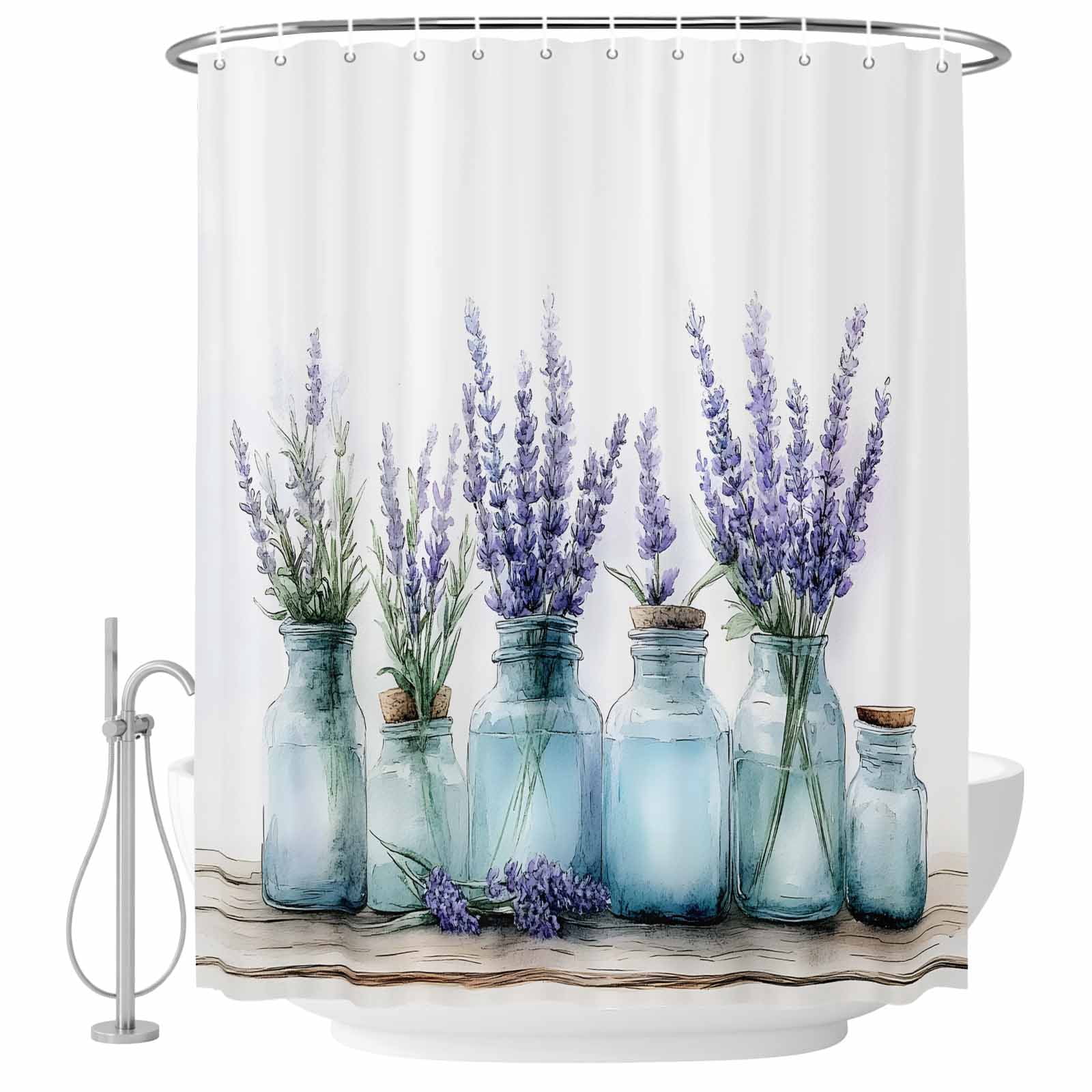 Spring Lavender Floral Shower Curtain Set - Small 36