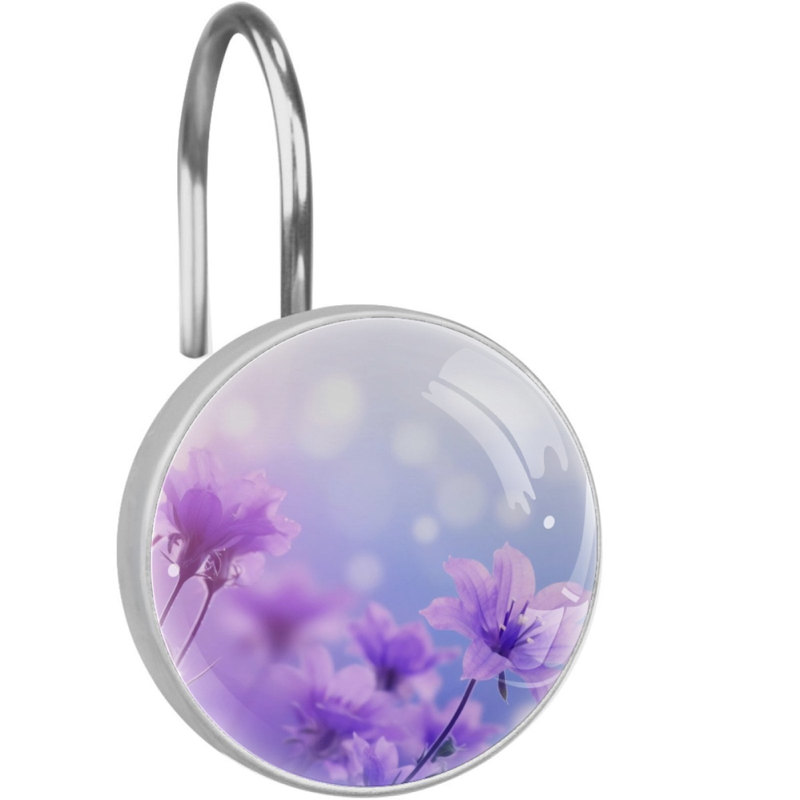 Spring Lavender Flowers Shower Curtain Hooks Rings, Set of 12 Rust