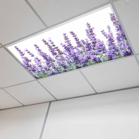 Spring Lavender Magnetic Fluorescent Light Covers for Ceiling Lights 2x4Ft, Purple Plants Garden Florals Flower Office Classroom Kitchen Drop Ceiling Light Covers Lighting Filters Shade Panel 1Pack