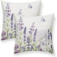 thumbnail image 1 of Spring Lavender Pillow Cover 18x18 Inch Set of 2, Purple Flowers Throw Pillow Covers Summer Watercolor Floral Decorations Linen Cushion Covers Farmhouse Home Decor for Sofa Couch Outdoor, 1 of 6