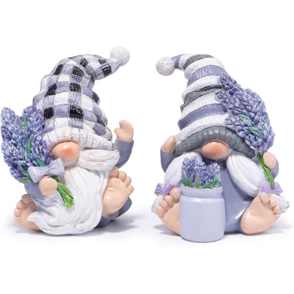 Spring Lavender Set - Handcrafted Zen Decor Romantic Garden Figurines for Indoor/Outdoor, Calming Gifts for Women, Grandmothers, and Nature Lovers Spring Figurines Decoration