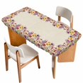 thumbnail image 1 of Spring Lavender Table Cloths for 4 Foot Rectangle Tables, Watercolor Floral Daisy Botanical Retro Beige Patio Waterproof Elastic Fitted Tablecloths, Washable Rectangular Table Cover for Camping, 1 of 8