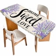 thumbnail image 1 of Spring Lavender Table Cloths for 8 Foot Rectangle Tables, Country Pastoral Botanical Purple Flowers Patio Waterproof Elastic Fitted Tablecloths, Washable Rectangular Table Cover for Camping, 1 of 8