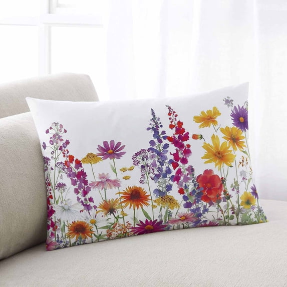 Spring Lavender Throw Pillow Covers, Watercolor Floral Daisy Natural Botanical Soft Breathable Pillow Cases with Invisible Zipper, Queen Size Pillowcases for Couch Bed Sofa Chair 20x30 Inches