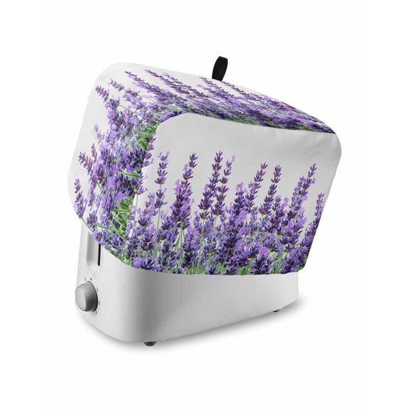 Spring Lavender Toaster Cover 2 Slice, Purple Botanical Garden Florals Flower Dustproof Bread Machine Oven Cover with Storage Pockets, Fits Most Kitchen Toasters Protector