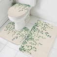 thumbnail image 1 of Spring Leaf Bathroom Rugs Set Retro Watercolor Green Eucalyptus Leaves Rustic Linen Texture Non Slip Absorbent Bath Mats 3 Piece Set, U-Shaped Floor Mat, Toilet Seat Cover Small Size, 1 of 9