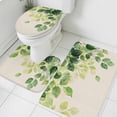 thumbnail image 1 of Spring Leaf Bathroom Rugs Set Vintage Sage Green Eucalyptus Leaves Country Linen Texture Non Slip Absorbent Bath Mats 3 Piece Set with Bathroom Rug, U-Shaped Floor Mat, Toilet Seat Cover Small Size, 1 of 9