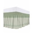 thumbnail image 1 of Spring Leaf Bed Skirt King Size 16 Inch Drop, Spring Sage Green Leaf Branch Plant Green Background Adjustable Elastic Dust Ruffles Bedskirt for King Bed Wrap Around Pleated Mattress Frame Cover, 1 of 9