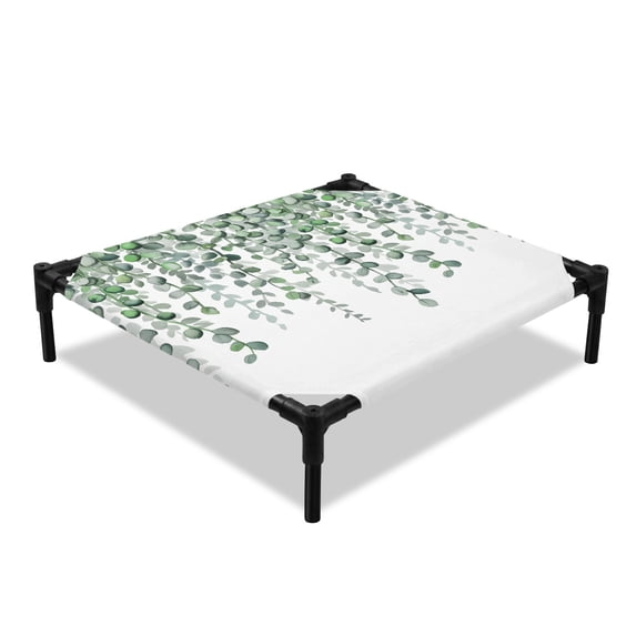 Spring Leaf Elevated Dog Bed, Country Watercolor Green Eucalyptus ...