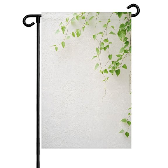 Spring Leaf Garden Flag 12x18 Inch Watercolor Country Gradient Green Leave Plant Double Sided Small Decorative Garden Flags for Outside, Outdoor Yard Porch Lawn Decoration