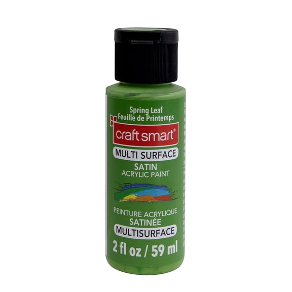 Craft Smart Spring Leaf Multi-Surface Premium Satin Acrylic Paint - Water-Based, Weather-Resistant Paint for Wood, Glass, Fabric, Metal & More, 12 Pack
