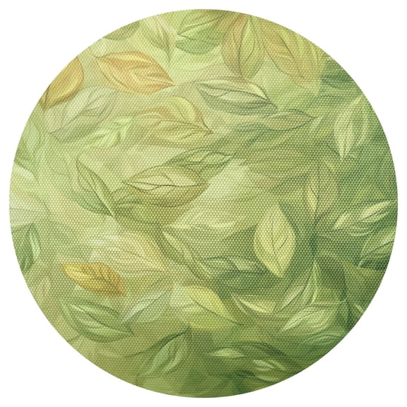 Spring Leaf Pattern 15.4in Diameter PVC Plate Mat, Heat-Resistant and Cuttable, Kitchen Decor
