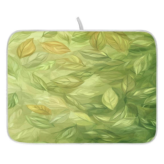 Spring Leaf Pattern Dish Drying Mat for Kitchen, Quick Drying Absorbent Soft Durable 18 x 24"