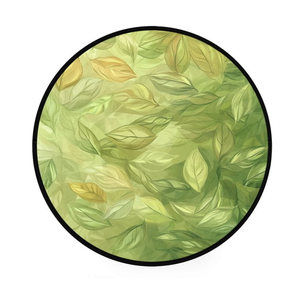 Spring Leaf Pattern Memory Foam Bath Mat 36" Absorbent Rug with Non Slip Base and 4 Bonus Pads