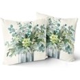 thumbnail image 1 of Spring Leaf Pillow Covers 18×18 Inch Set of 2 Eucalyptus Leaf Watercolor Flowers Decorative Indoor Throw Pillow Covers Cushion Cover for Home Decor Bedroom Living Room Couch Sofa Bed, 1 of 6