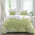 thumbnail image 1 of Spring Leaf Queen Size Comforter Set, Simple White Sage Green Plants Leaves Silhouette Bedding for All Seasons, 4 Pcs Bed Set, 1Quiltcover (90"x92") ,1Sheet(94"x116"), 2Pillowcases (30"x20"), 1 of 9