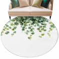 thumbnail image 1 of Spring Leaf Round Area&nbsp;Rug 8ft Retro Sage Green Eucalyptus Leaves Country Non-Slip&nbsp;Washable Circle Rugs Soft Felt Indoor Floor Mat for Bedroom Kitchen Living Room Bathroom, 1 of 9