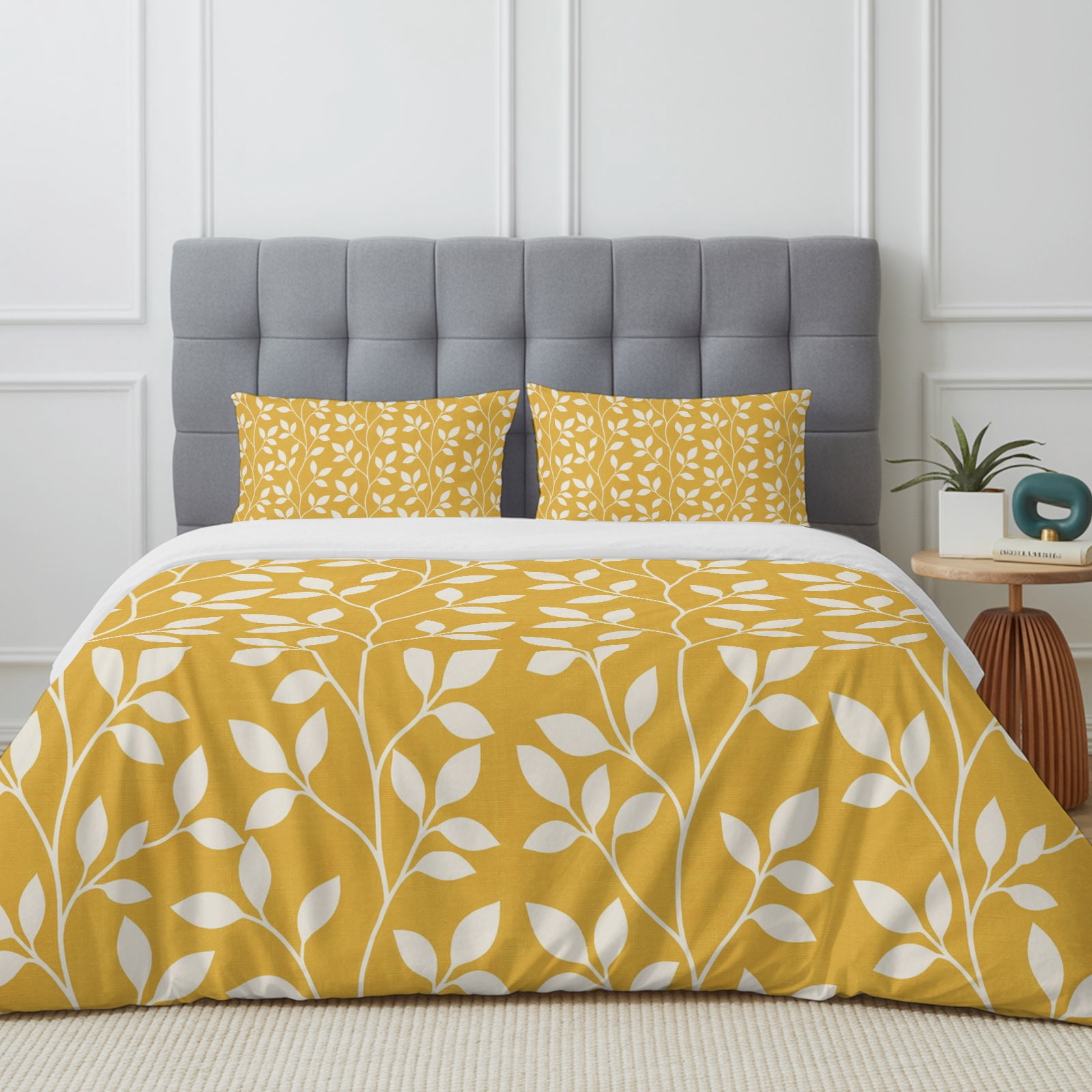 Spring Jewelry Background Spring Leaves 4 Piece Duvet Cover Set California King Size White Vine ...
