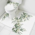 thumbnail image 1 of Spring Leaves Bathroom Rugs Set Watercolor Green Eucalyptus Leaf Non Slip Absorbent Soft Bath Mats 3 Piece Set with Bathroom Rug, U-Shaped Floor Mat, Toilet Seat Cover Large Size, 1 of 9
