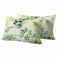thumbnail image 1 of Spring Leaves Pillow Covers 2 Pack Watercolor Dark Green Leaf Plant Branch Pillowcase Waterproof Outdoor Throw Pillow Cover for Patio Balcony Rectangular Cushion 20”x12”, 1 of 9
