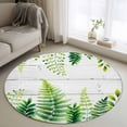 thumbnail image 1 of Spring Leaves Round Area Rug 4ft, Pastoral Garden Botanical Gray Wooden Washable Non-Slip Circle Rugs for Bedroom Living Room Kitchen, Soft Non Shedding Circle Carpet for Dining Room Dorm, 1 of 9