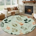 thumbnail image 1 of Spring Leaves Round Area Rug 6Ft Washable Circle Rugs for Bathroom Office, Pink Flowers Pastoral Botanical Green Non-Slip Carpet Floor Mats Indoor Outdoor Carpet Runner Aesthetic Home Decor, 1 of 8