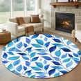 thumbnail image 1 of Spring Leaves Round Rug 6ft Washable Circle Kitchen Rugs Non Slip Blue Plants Country Botanical Leaf Large Area Rug Indoor Floor Carpet for Bedroom Living Room Home Office Dining Room Nursery, 1 of 8
