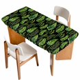 thumbnail image 1 of Spring Leaves Table Cloths for 4 Foot Rectangle Tables, Pastoral Garden Botanical Black Patio Waterproof Elastic Fitted Tablecloths, Washable Rectangular Table Cover for Camping, 1 of 8