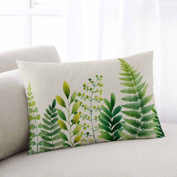 Spring Leaves Throw Pillow Covers, Pastoral Garden Botanical Rustic Burlap Soft Breathable Pillow Cases with Invisible Zipper for Sleeping, Small Pillowcases for Couch Bed Sofa Chair 16x24 Inches