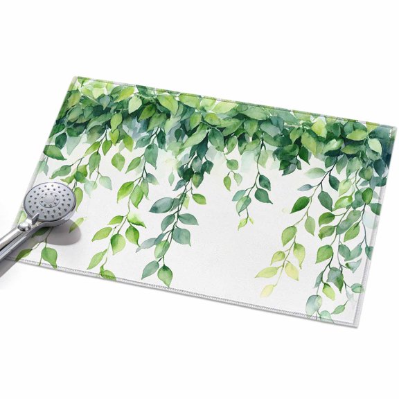 Spring Leaves Vines Entryway Rug 2x3ft Washable Non Slip Bathroom Rug Low Pile Soft Indoor Floor Front Door Mat Pastoral Green Botanical Leaf Rectangle Area Rugs Carpet for Kitchen Office Dining Room