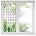 thumbnail image 1 of Spring Leaves Window Privacy Film, Pastoral Garden Botanical Gray Plaid Static Cling UV Sun Blocking Heat Control Window Tint Day and Night, Non-Adhesive One Way Windows Privacy Cover 19.6''x39.3'', 1 of 7