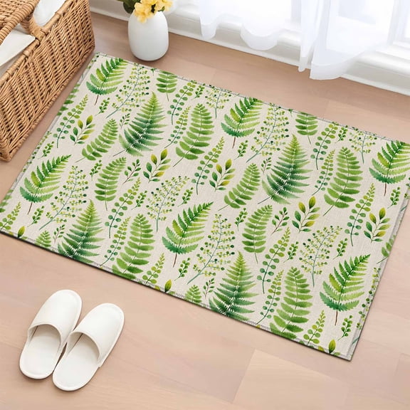 Spring Leavse Entryway Rug 2'x3'&nbsp; Non Slip Front Door Mats, Pastoral Garden Botanical Rustic Burlap Entrance Rugs Indoor Outdoor Carpet, Washable Floor Mats Small Area Rug for Bedroom Kitchen